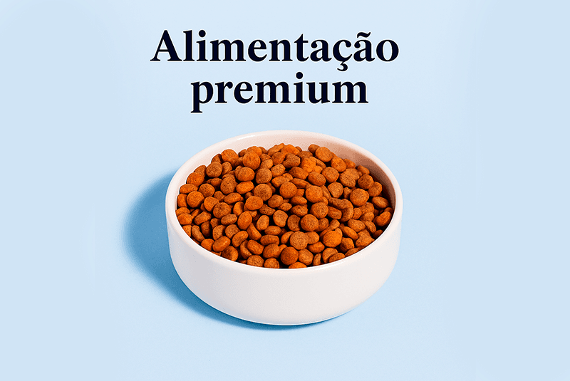 Pote com ração premium
