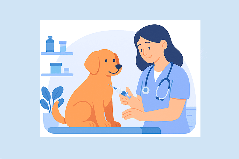 Veterinária vacinando cachorro